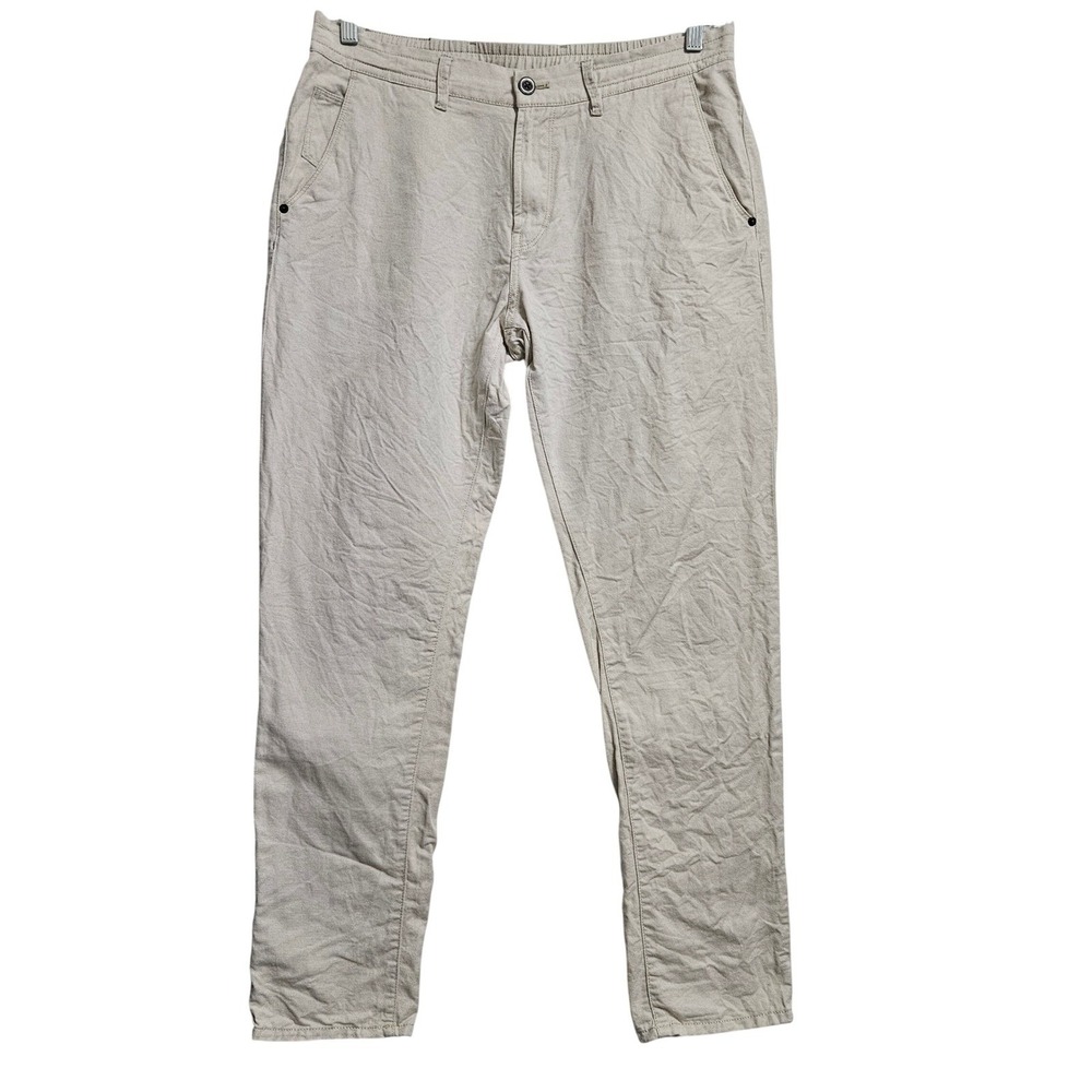 Massimo Dutti Jogger Pants Men 32 Beige Linen Cotton Tapered Chino Quiet Luxury